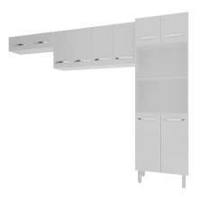 Kit 3 Peças Cozinha Compacta Luna Paneleiro Torre Quente Armário Suspenso Aéreo 118cm Aéreo Geladeira Branco 
