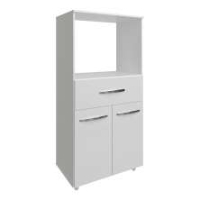Multiuso Armário Laura com Nicho para Forno Elétrico e Microondas com Gaveta e 2 Portas Mobília Decor Branco