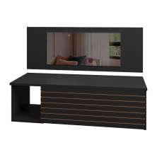Penteadeira Suspensa com Painel Espelho Gaveta e Nicho Organizador Maquiagem 90 cm Preto Mobília Decor 
