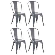 Conjunto - 4 x cadeiras Iron Tolix - Industrial - Aço - Vintage - Cinza escuro