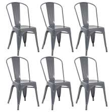 Conjunto - 6 x cadeiras Iron Tolix - Industrial - Aço - Vintage - Cinza escuro