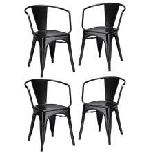 KIT - 4 x cadeiras Iron Tolix com braços - Industrial - Aço - Vintage - Preto