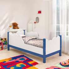 Cama Juvenil Em Nuvem Cartagena Branca E Azul Com Colchão