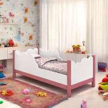 Cama Juvenil Em Nuvem Cartagena Branca E Rosa Com Colchão