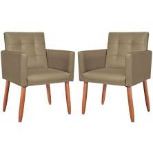 2 Cadeira Poltronas Conforto Corino Para Escritório Sala Luxo MOBLAN decor