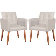 2 Cadeira Poltronas Conforto Corino Para Escritório Sala Luxo MOBLAN decor