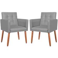 2 Cadeira Poltronas Conforto Corino Para Escritório Sala Luxo MOBLAN decor