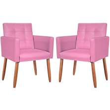 2 Cadeira Poltronas Conforto Corino Para Escritório Sala Luxo MOBLAN decor