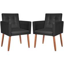 2 Cadeira Poltronas Conforto Corino Para Escritório Sala Luxo MOBLAN decor