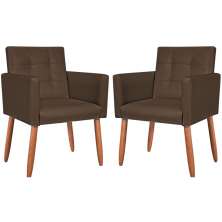 2 Cadeira Poltronas Conforto Corino Para Escritório Sala Luxo MOBLAN decor
