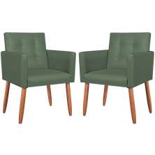2 Cadeira Poltronas Conforto Corino Para Escritório Sala Luxo MOBLAN decor