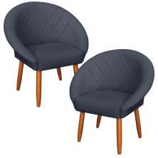 2 Poltronas Decorativa Corino Moderna para Sala de Estar Recepção Reforçada MOBLAN decor