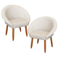 2 Poltronas Decorativa Corino Moderna para Sala de Estar Recepção Reforçada MOBLAN decor