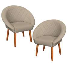 2 Poltronas Decorativa Corino Moderna para Sala de Estar Recepção Reforçada MOBLAN decor