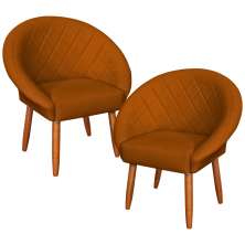 2 Poltronas Decorativa Corino Moderna para Sala de Estar Recepção Reforçada MOBLAN decor