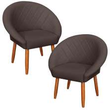2 Poltronas Decorativa Corino Moderna para Sala de Estar Recepção Reforçada MOBLAN decor