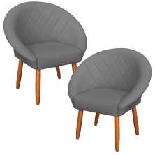 2 Poltronas Decorativa Corino Moderna para Sala de Estar Recepção Reforçada MOBLAN decor