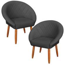 2 Poltronas Decorativa Corino Moderna para Sala de Estar Recepção Reforçada MOBLAN decor