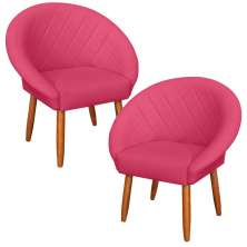 2 Poltronas Decorativa Corino Moderna para Sala de Estar Recepção Reforçada MOBLAN decor