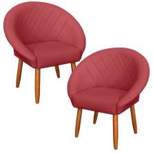 2 Poltronas Decorativa Corino Moderna para Sala de Estar Recepção Reforçada MOBLAN decor