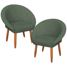 2 Poltronas Decorativa Corino Moderna para Sala de Estar Recepção Reforçada MOBLAN decor