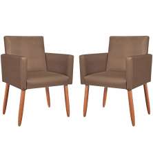 2 Poltronas Resistente para Recepção Confortável Corino Escritório MOBLAN decor