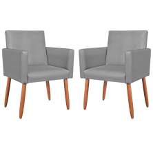 2 Poltronas Resistente para Recepção Confortável Corino Escritório MOBLAN decor