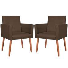 2 Poltronas Resistente para Recepção Confortável Corino Escritório MOBLAN decor