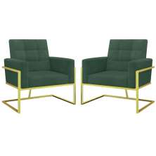 2 Poltronas com Base de Ferro Dourada Reforçada para Recepção MOBLAN decor