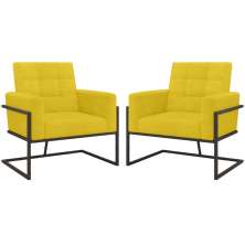 2 Poltronas com Base de Ferro Reforçada para Recepção MOBLAN decor