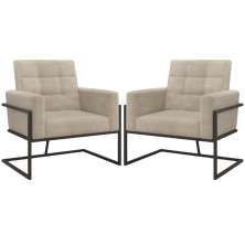 2 Poltronas com Base de Ferro Reforçada para Recepção MOBLAN decor
