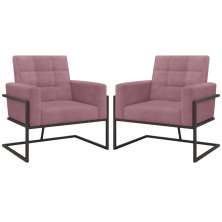 2 Poltronas com Base de Ferro Reforçada para Recepção MOBLAN decor