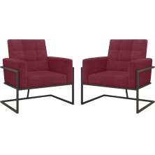 2 Poltronas com Base de Ferro Reforçada para Recepção MOBLAN decor