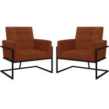 2 Poltronas com Base de Ferro Reforçada para Recepção MOBLAN decor