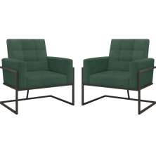 2 Poltronas com Base de Ferro Reforçada para Recepção MOBLAN decor
