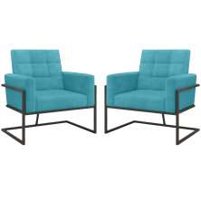2 Poltronas com Base de Ferro Reforçada para Recepção MOBLAN decor
