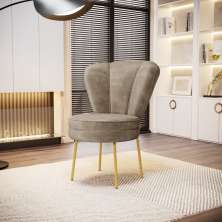 Cadeira Estofada para Mesa de Jantar Moderna Cozinha Pés de Ferro Tecido Veludo MOBLAN decor
