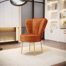 Cadeira Estofada para Mesa de Jantar Moderna Cozinha Pés de Ferro Tecido Veludo MOBLAN decor