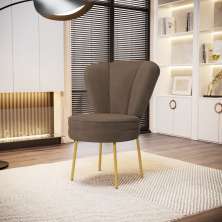 Cadeira Estofada para Mesa de Jantar Moderna Cozinha Pés de Ferro Tecido Veludo MOBLAN decor