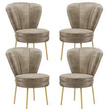 Conjunto 4 Cadeiras Moderna para Penteadeira Camarim Tecido Veludo Resistente MOBLAN decor