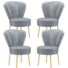 Conjunto 4 Cadeiras Moderna para Penteadeira Camarim Tecido Veludo Resistente MOBLAN decor