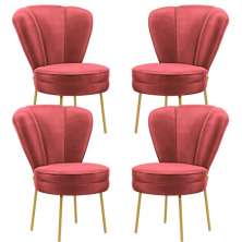 Conjunto 4 Cadeiras Moderna para Penteadeira Camarim Tecido Veludo Resistente MOBLAN decor