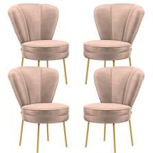 Conjunto 4 Cadeiras Moderna para Penteadeira Camarim Tecido Veludo Resistente MOBLAN decor
