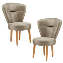 Jogo 2 Poltronas Moderna Decor para Recepção Mesa de Jantar Tecido Veludo Resistente Pés de Madeira MOBLAN decor
