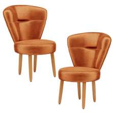 Jogo 2 Poltronas Moderna Decor para Recepção Mesa de Jantar Tecido Veludo Resistente Pés de Madeira MOBLAN decor