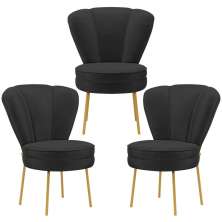 Jogo 3 Cadeiras Estofada para Mesa de Jantar Cozinha Pés de Ferro Resistente MOBLAN decor