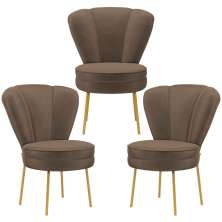 Jogo 3 Cadeiras Estofada para Mesa de Jantar Cozinha Pés de Ferro Resistente MOBLAN decor