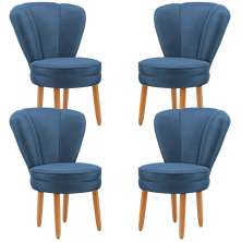 Jogo 4 Poltronas Resistente para Recepção Decor Moderna Tecido Veludo MOBLAN decor