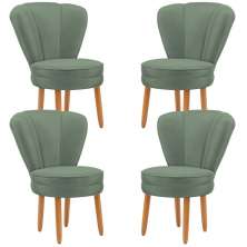 Jogo 4 Poltronas Resistente para Recepção Decor Moderna Tecido Veludo MOBLAN decor