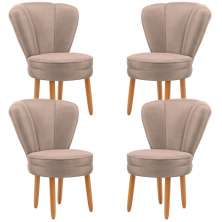 Jogo 4 Poltronas Resistente para Recepção Decor Moderna Tecido Veludo MOBLAN decor